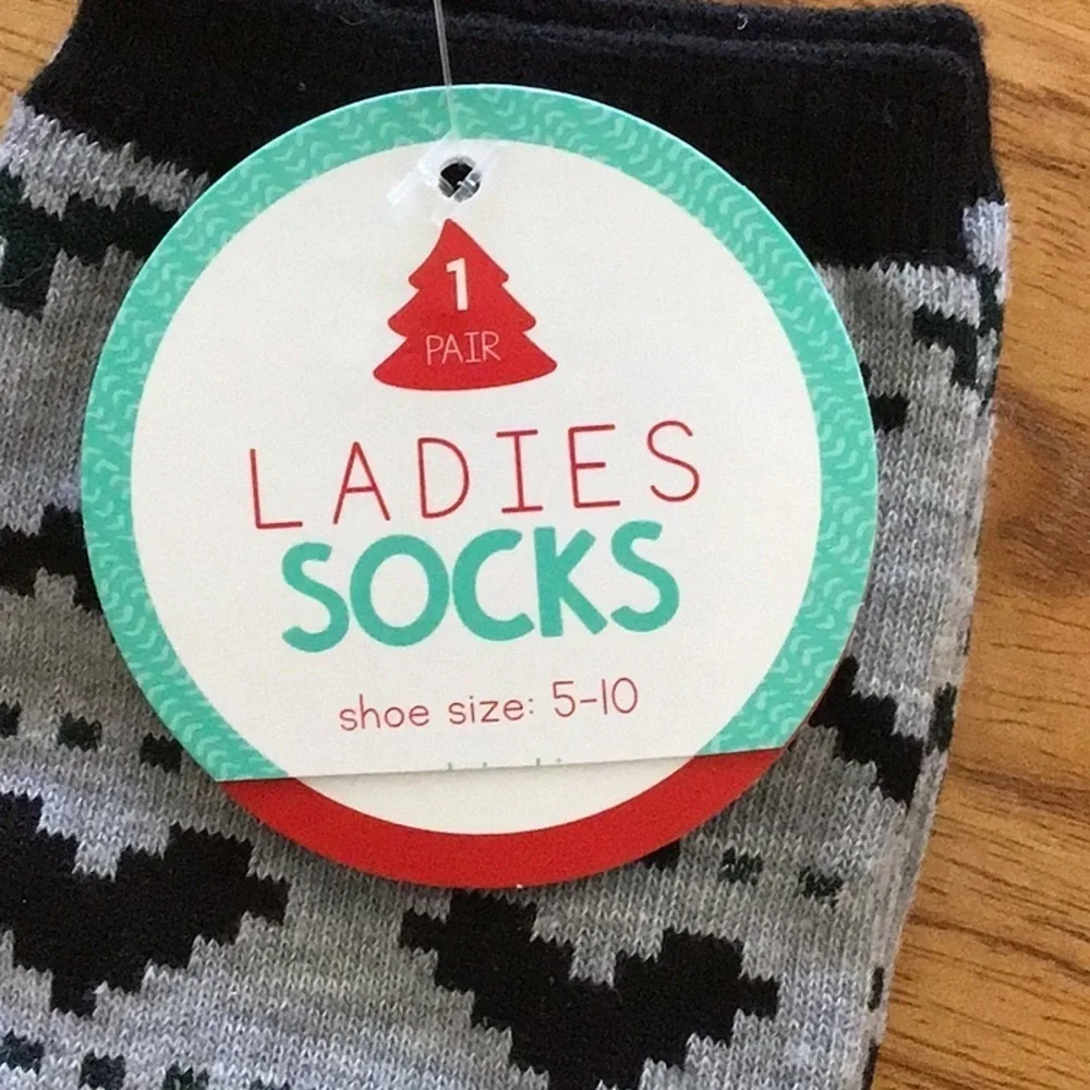 Black and Gray Winter Pattern Socks - NWT
